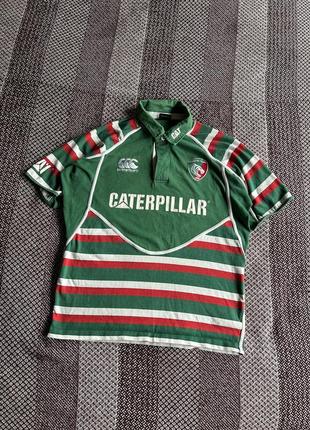 Canterbury x leicester x caterpillar football jersey футболка спортивна футбольна регбі оригінал б у