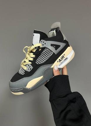 Женские кроссовки nike air jordan 4 retro x off white «&nbsp;black / beige&nbsp;» premium