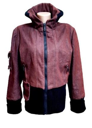 M-l утепленная бордовая женская джинсовая куртка на молнии znj1 фото
