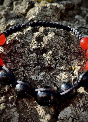 💰 финансовые стабильность, любовь и защита предохраняет (шамбала) с камнем сердолик, черный агат3 фото