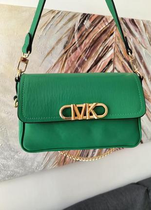 Женская сумка michael kors parker medium logo crossbody bag green3 фото