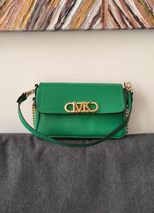 Женская сумка michael kors parker medium logo crossbody bag green5 фото