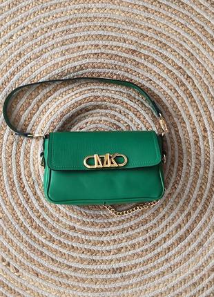 Женская сумка michael kors parker medium logo crossbody bag green2 фото