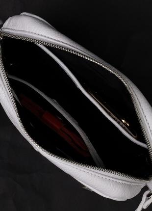 Женская сумка кросс-боди из натуральной кожи grande pelle 11650 белая4 фото