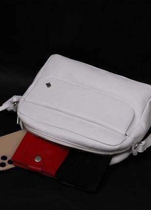 Женская сумка кросс-боди из натуральной кожи grande pelle 11650 белая5 фото