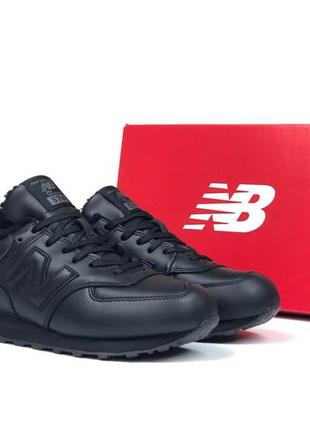 Кросівки для чоловіків шкіряні new balance/чорне чоловіче утеплене зимове взуття/кроси для хлопців на сніг