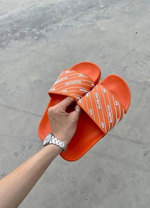 Женские шлепанцы balenciaga slides small logo orange шлепки баленсиага сланцы слипоны тапки1 фото