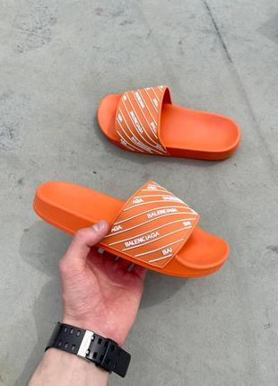 Женские шлепанцы balenciaga slides small logo orange шлепки баленсиага сланцы слипоны тапки10 фото