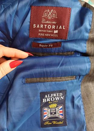 Фирменный marks & spencer мужской пиджак\жакет со 100% шерсти в сером цвете, размер 6-7хл10 фото
