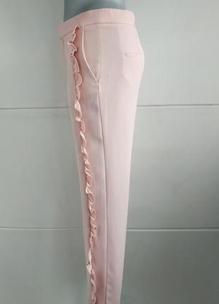 Стильные брюки zara розового цвета с рюшами2 фото