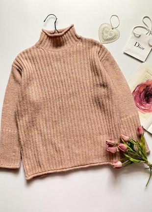 Вязаный свитер оверсайз, marks&spencer, цвет пудры, чайной розы, розовый,6 фото