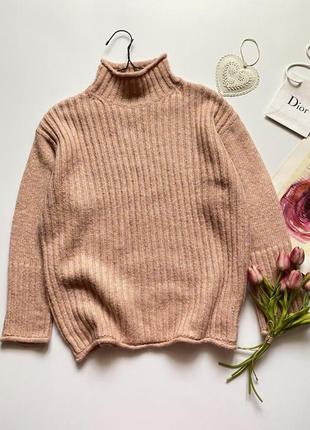 Вязаный свитер оверсайз, marks&spencer, цвет пудры, чайной розы, розовый,5 фото