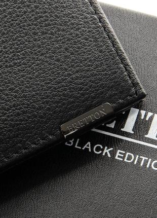 Мужской кожаный кошелек с зажимом bretton 168-24a черный науральная кожа3 фото