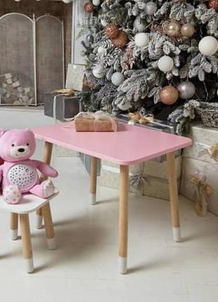 Столик дитячий прямокутний зі стільцем корона 46х60х45 см рожевий/білий. (230007)10 фото