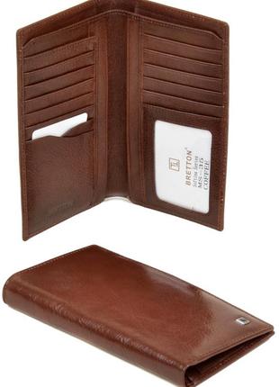 Мужской кожаный кошелек bretton ms-35 коричневый натуральная кожа1 фото