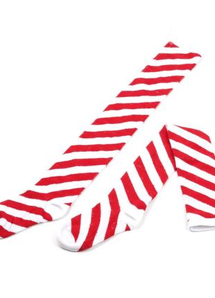 Новорічні гольфи льодяники 1284 посох червоно-білі заколінки різдв'яні панчохи