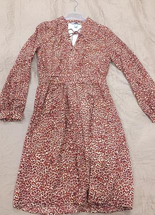 Шифоновое платье в леопардовый принт от h&m. весенние платье6 фото