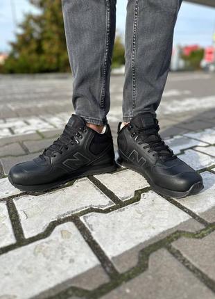 Зимние кроссовки new balance 574 black winter fur5 фото