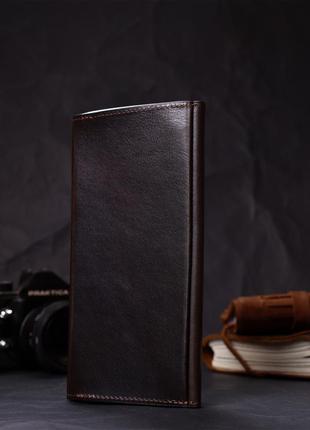 Вертикальний гаманець із відділенням для телефона з натуральної шкіри grande pelle 11645 коричневий8 фото