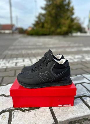 Зимние кроссовки new balance 574 black winter fur