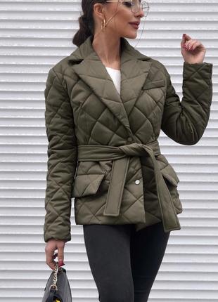 Женская стеганая куртка пиджак3 фото