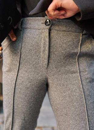 Классические женские теплые шерстяные брюки со стрелками9 фото