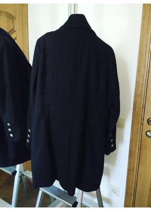 Шерстяное черное двубортное пальто3 фото