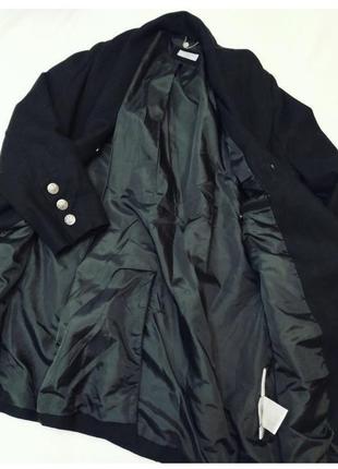 Шерстяное черное двубортное пальто5 фото