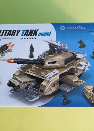 Ігровий набір танк, великий іграшковий танк із маленькими машинками p935-a1 фото