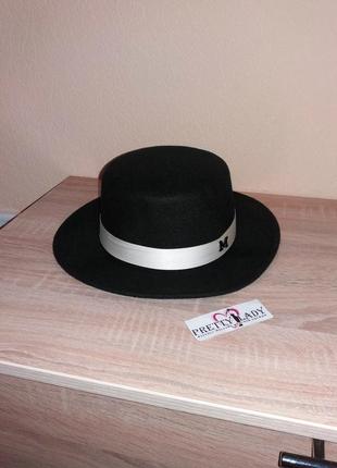 Шляпа женская канотье в стиле maison michel черная2 фото