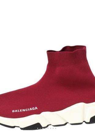 Кросівки balenciaga speed trainer red knit fabric high top оригінал