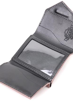 Красивый компактный кошелек из натуральной кожи grande pelle 16801 пудровый4 фото