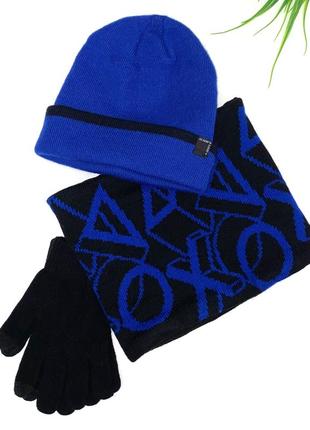 Набор: шапка + хомут, утепленный флисом + перчатки/наклонный размер: 9-11 лет2 фото
