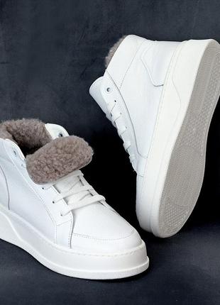 Женские кожаные зимние хайтопы ботинки7 фото