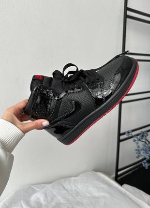 Кроссовки женские nike air jordan 1 retro «&nbsp;patent black / red&nbsp;» premium5 фото