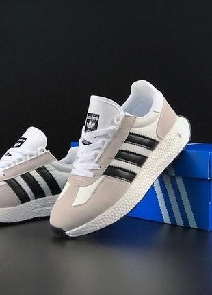 Р.42-46 кроссовки adidas boost бело/бежевые ks 11606