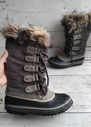 Термо сапоги чоботи кожаные с валенком снегоходы непромокаемые сноубутсы sorel waterproof 38p2 фото