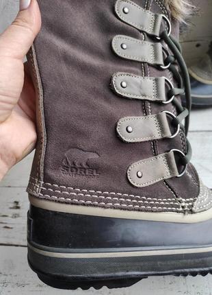 Термо сапоги чоботи кожаные с валенком снегоходы непромокаемые сноубутсы sorel waterproof 38p3 фото