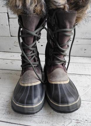 Термо сапоги чоботи кожаные с валенком снегоходы непромокаемые сноубутсы sorel waterproof 38p4 фото