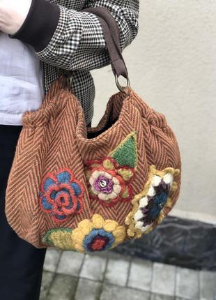Сумка,торба с аппликацией,этно бохо стиль,дизайнер,anna panni