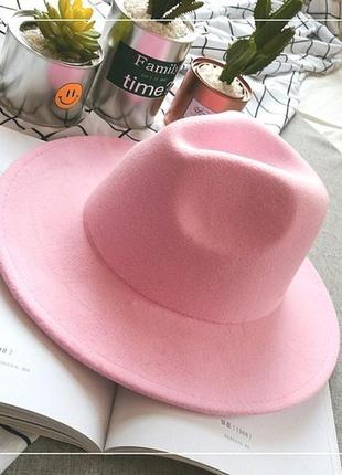 Капелюх фетровий федора унісекс з стійкими полями рожева