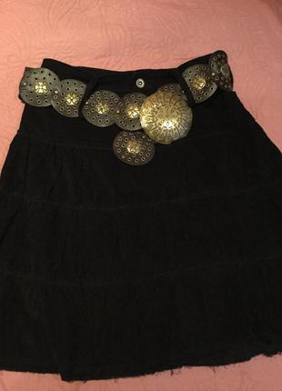 Юбки микровельветовые с декоративным поясом