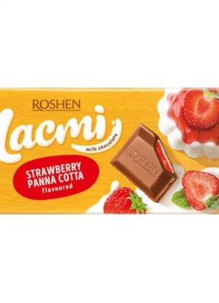 Шоколад roshen lacmi молочний з начинкою зі смаком "клубнична панакота" 90 г