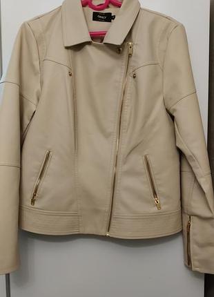 Снижка!!!косуха кожаная женская бренда only цвет кофе с молоком