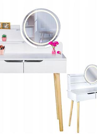 Туалетный столик jumi scandi на 2 ящика с зеркалом и led подсветкой ...