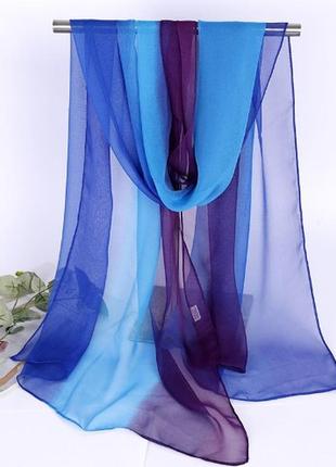 Женский шарф шифоновый фиолетово-голубой - размер приблизительно 150*48см
