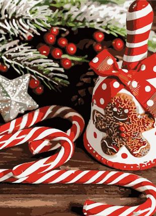 Картина за номерами strateg преміум новорічний дзвоник з лаком та з рівнем розміром 40х50 см (gs1564)