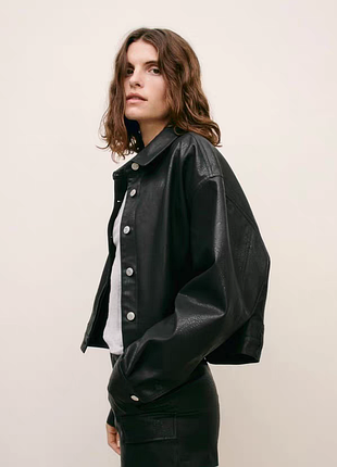 Кожана рубашка-куртка zara🔥