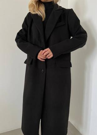 Женское базовое черное стильное трендовое пальто 2023 года весна осень5 фото