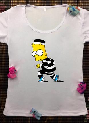 Женская футболка  с принтом - вор барт симпсон